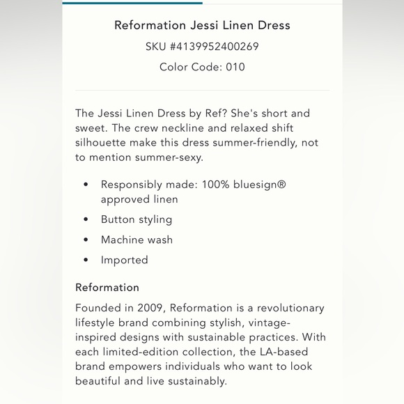 Reformation Jessi White Linen Shift Dress - Picture 7 of 7